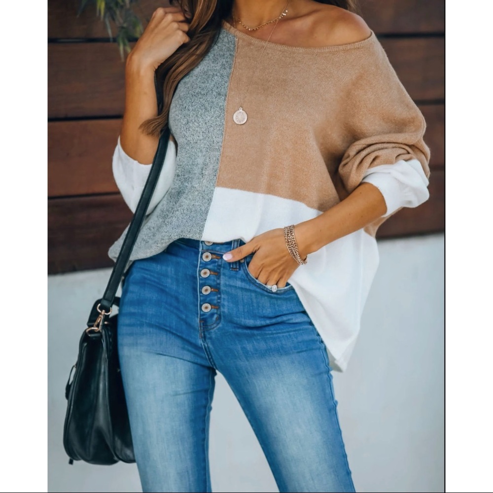 FLASH SALE -WANNA BE YOURS COLORBLOCK KNIT SWEATER - Picture 4 of 9